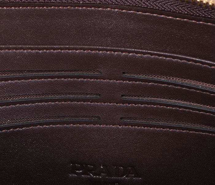 2014 Prada Saffiano Leather Clutch 8P601 darkcoffee for sale